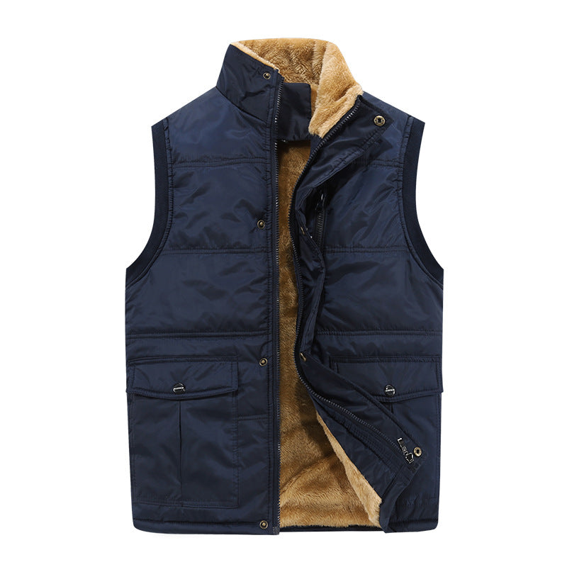 Herren Gefütterte Steppweste mit Teddyfutter, hohem Stehkragen und Multifachtaschen Shop Nory