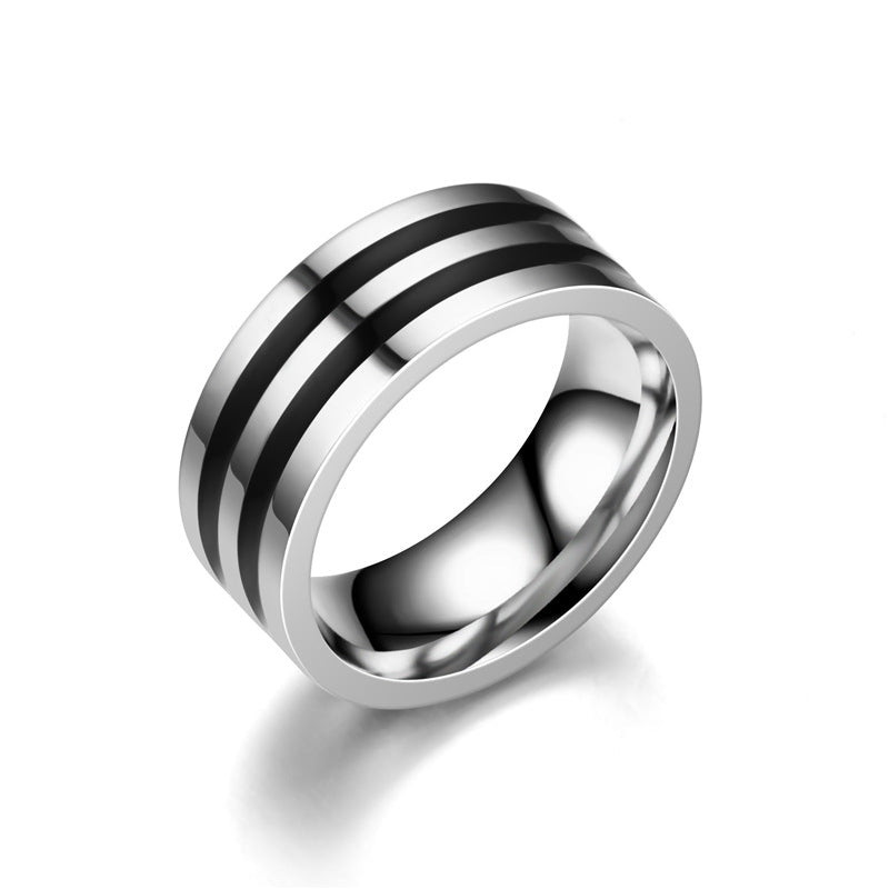 Herren Ring mit modernem Streifenmuster aus hochwertigem Edelstahl Shop Nory