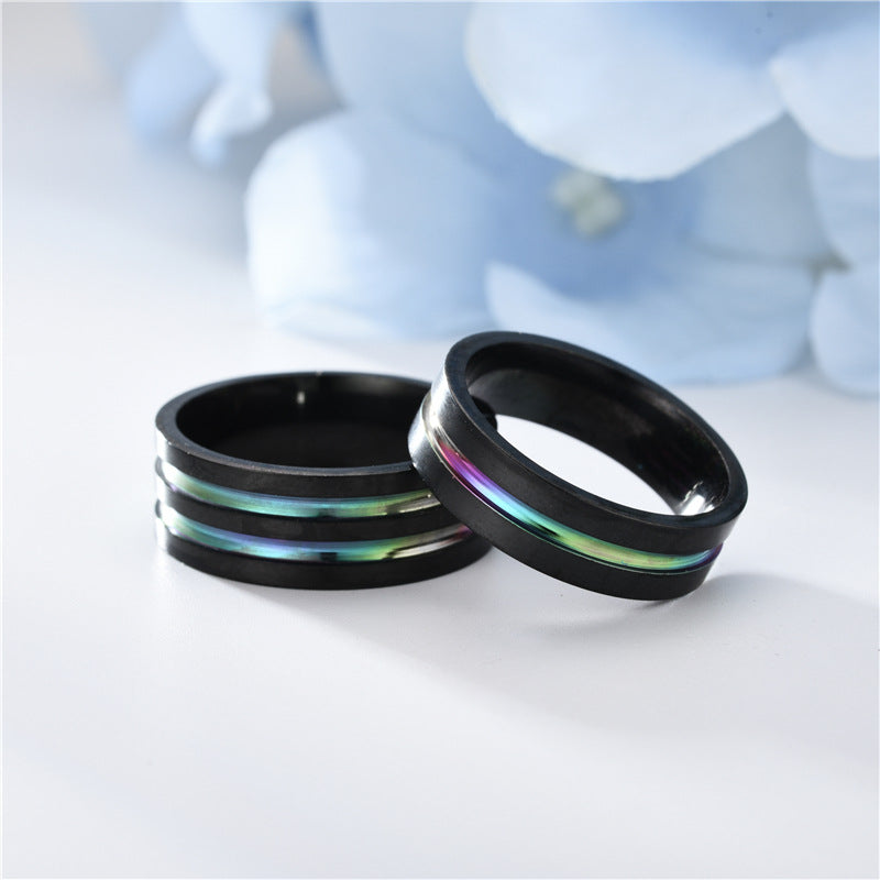 Herren Ring mit modernem, schwarzem Design und farbiger Akzentlinie Shop Nory
