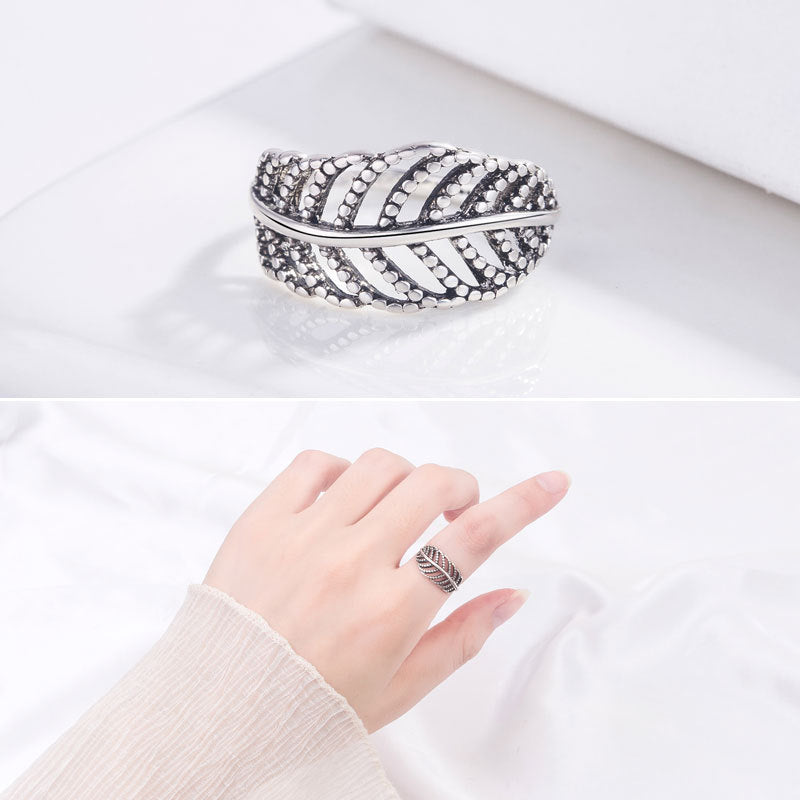 Damen Offener Ring mit kunstvollem Kettenmuster Shop Nory