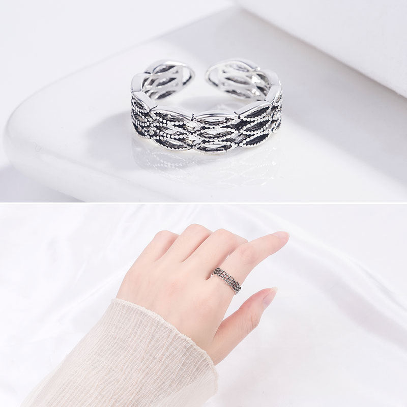 Damen Offener Ring mit kunstvollem Kettenmuster Shop Nory