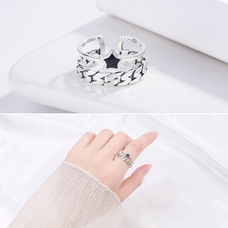 Damen Offener Ring mit kunstvollem Kettenmuster Shop Nory