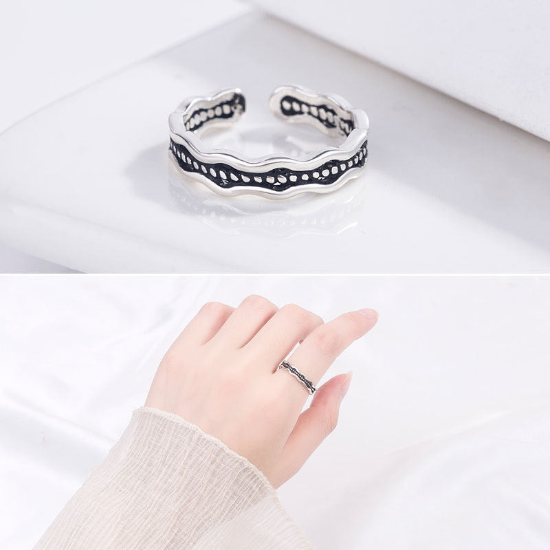 Damen Offener Ring mit kunstvollem Kettenmuster Shop Nory
