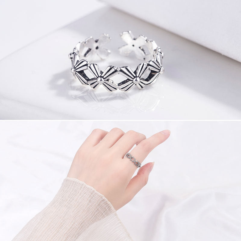 Damen Offener Ring mit kunstvollem Kettenmuster Shop Nory