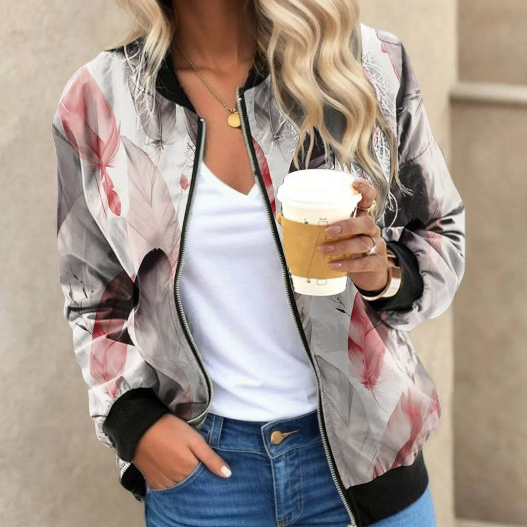 Damen Bomberjacke mit Blumenmuster