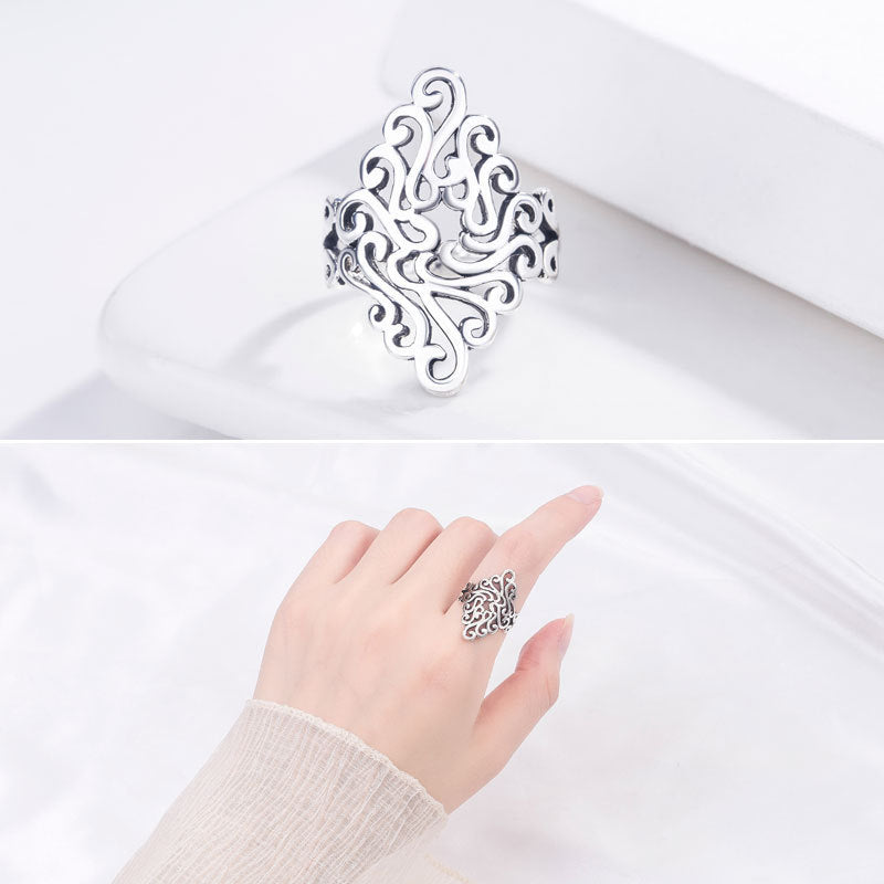 Damen Offener Ring mit kunstvollem Kettenmuster Shop Nory