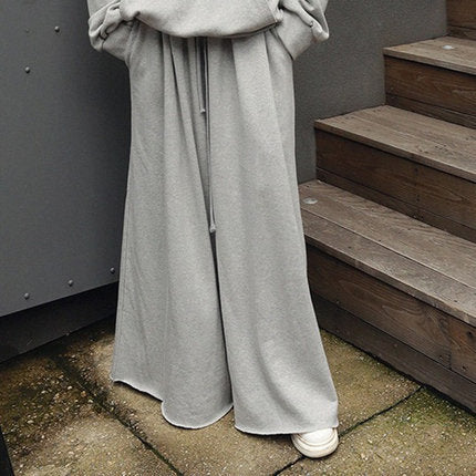 Damen Weite Lounge-Hose im Palazzo-Schnitt mit Tunnelzug und Soft-Fleece Shop Nory