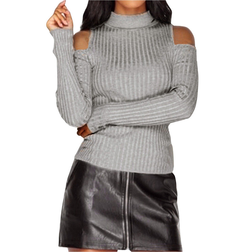 Damen Rippstrick-Top mit Stehkragen, Cut-Out-Schultern & taillierter Passform Shop Nory