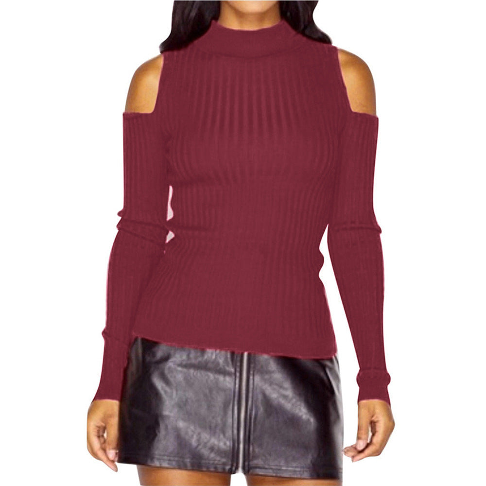 Damen Rippstrick-Top mit Stehkragen, Cut-Out-Schultern & taillierter Passform Shop Nory