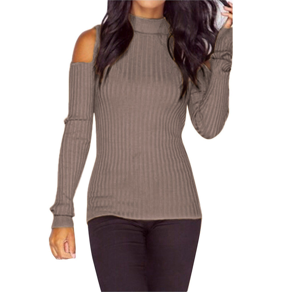 Damen Rippstrick-Top mit Stehkragen, Cut-Out-Schultern & taillierter Passform Shop Nory