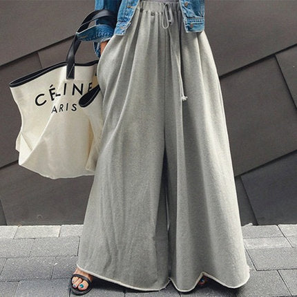 Damen Weite Lounge-Hose im Palazzo-Schnitt mit Tunnelzug und Soft-Fleece Shop Nory