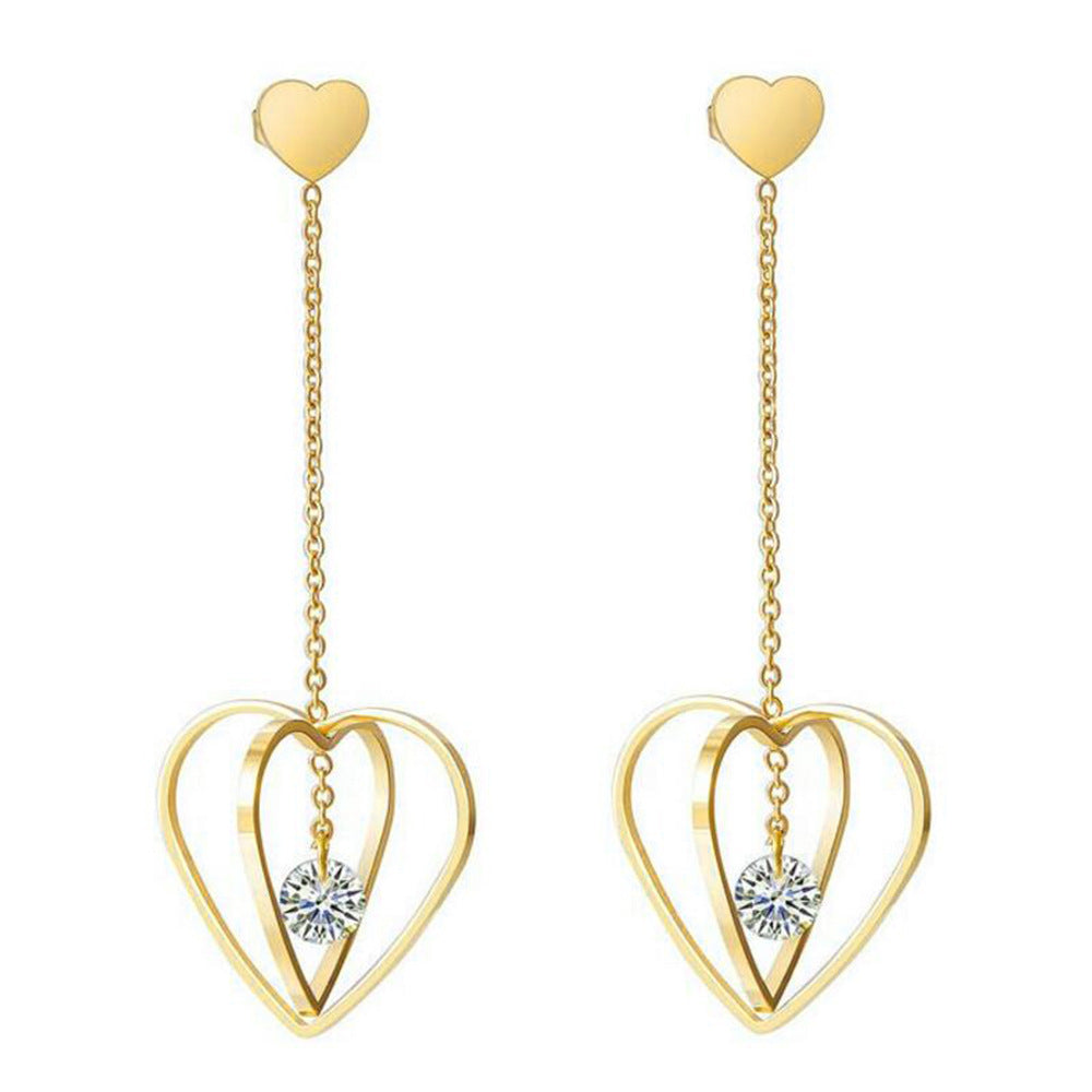 Damen Ohrringe im Herzen Design mit funkelndem Kristall Shop Nory