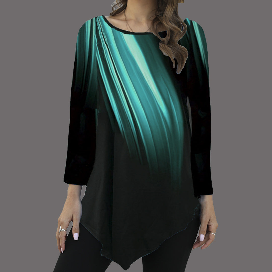 Damen Asymmetrische Tunika mit Zipfelsaum und abstraktem Verlaufprint Shop Nory