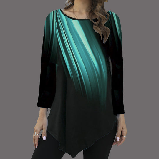 Damen Asymmetrische Tunika mit Zipfelsaum und abstraktem Verlaufprint Shop Nory