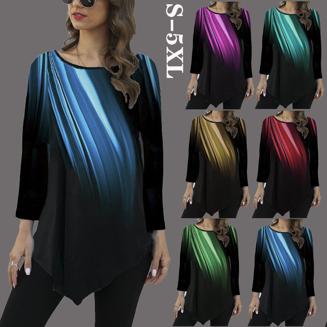 Damen Asymmetrische Tunika mit Zipfelsaum und abstraktem Verlaufprint Shop Nory