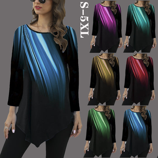 Damen Asymmetrische Tunika mit Zipfelsaum und abstraktem Verlaufprint Shop Nory