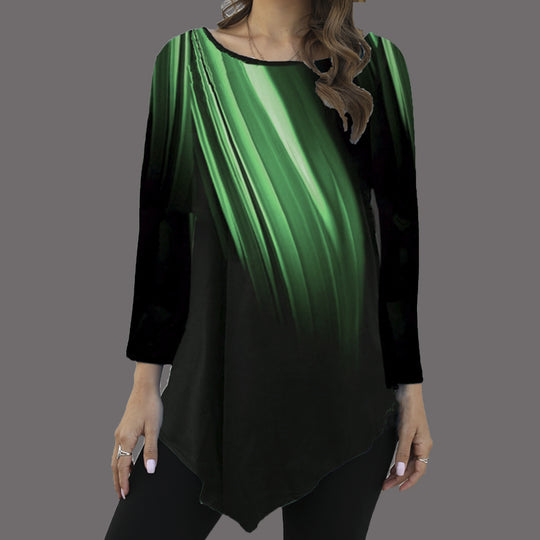 Damen Asymmetrische Tunika mit Zipfelsaum und abstraktem Verlaufprint Shop Nory