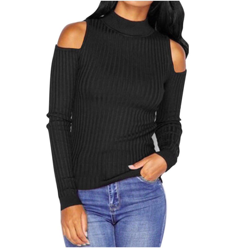 Damen Rippstrick-Top mit Stehkragen, Cut-Out-Schultern & taillierter Passform Shop Nory