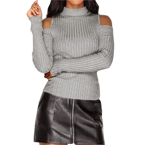 Damen Rippstrick-Top mit Stehkragen, Cut-Out-Schultern & taillierter Passform Shop Nory