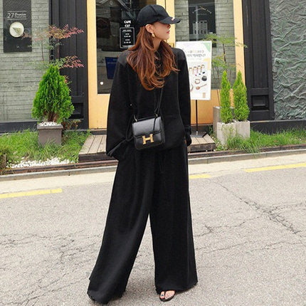 Damen Weite Lounge-Hose im Palazzo-Schnitt mit Tunnelzug und Soft-Fleece Shop Nory