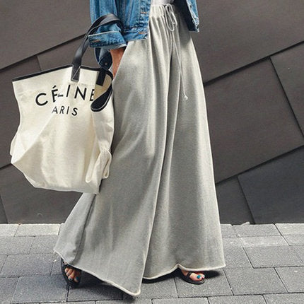 Damen Weite Lounge-Hose im Palazzo-Schnitt mit Tunnelzug und Soft-Fleece Shop Nory