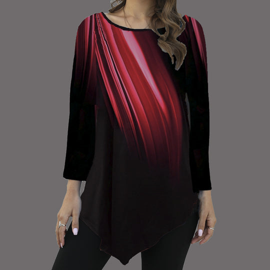 Damen Asymmetrische Tunika mit Zipfelsaum und abstraktem Verlaufprint Shop Nory