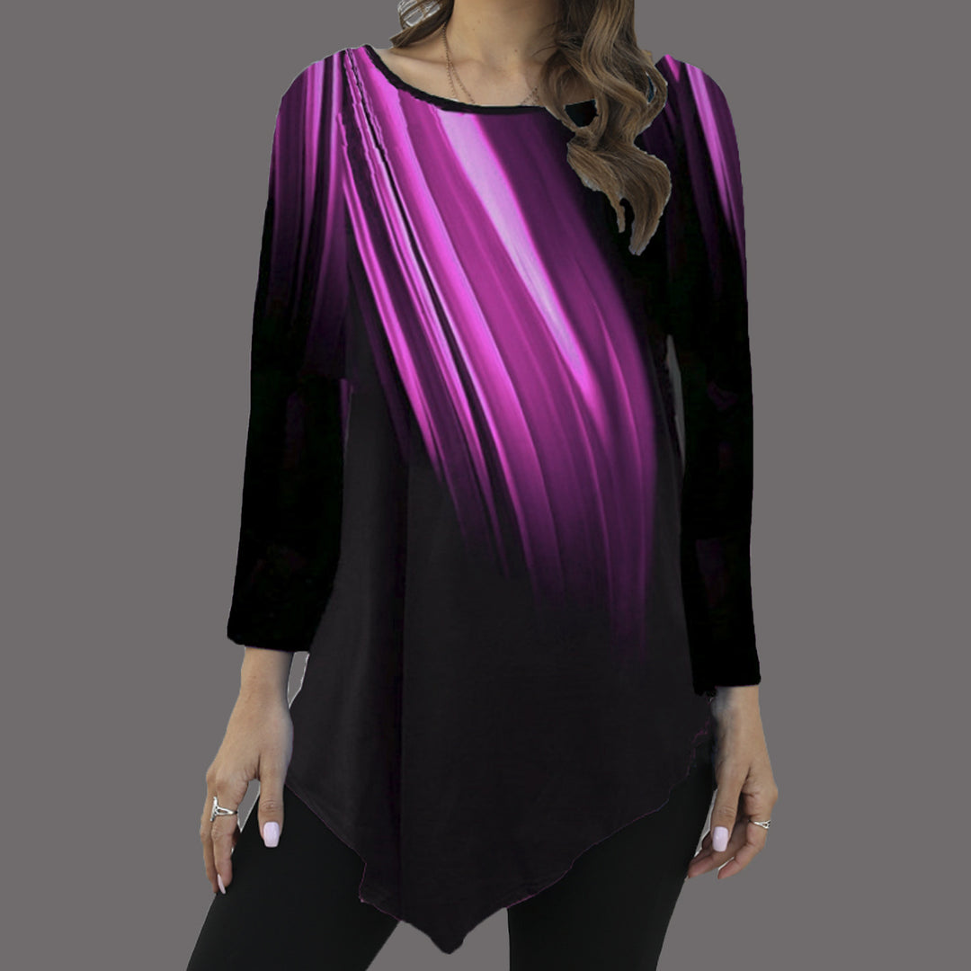 Damen Asymmetrische Tunika mit Zipfelsaum und abstraktem Verlaufprint Shop Nory