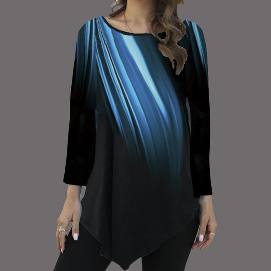 Damen Asymmetrische Tunika mit Zipfelsaum und abstraktem Verlaufprint Shop Nory