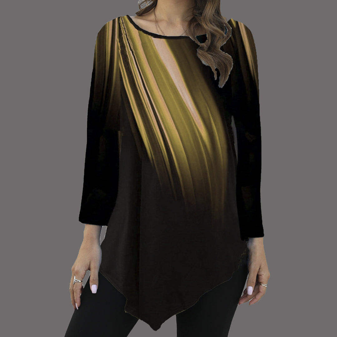 Damen Asymmetrische Tunika mit Zipfelsaum und abstraktem Verlaufprint Shop Nory