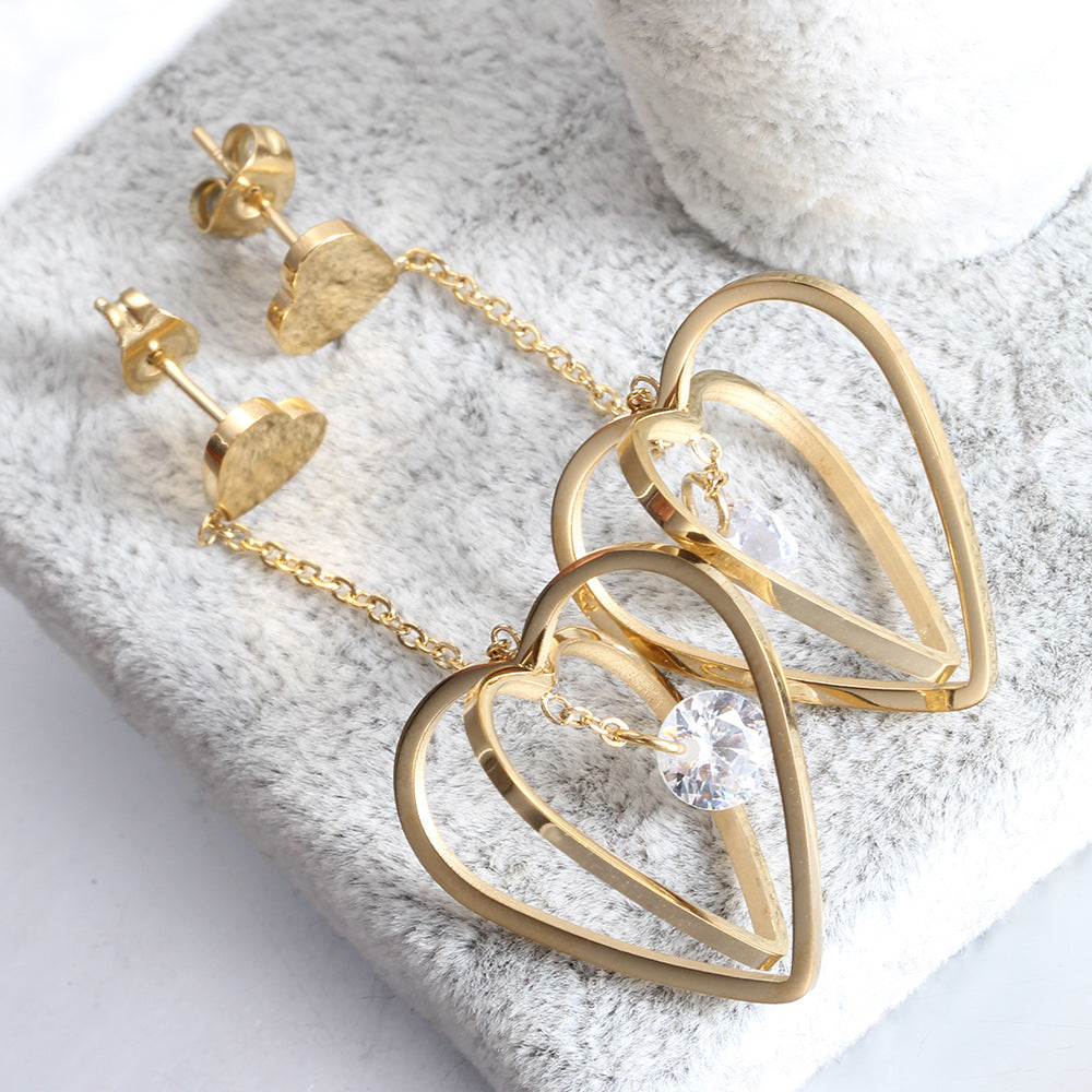 Damen Ohrringe im Herzen Design mit funkelndem Kristall Shop Nory