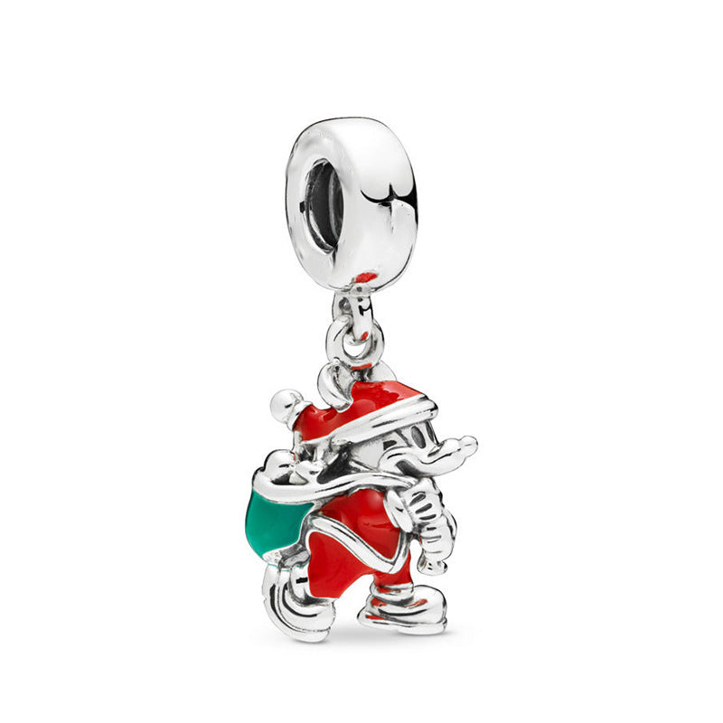 Herz-Charms mit Vogel-Motiv und Emaillierten Blättern