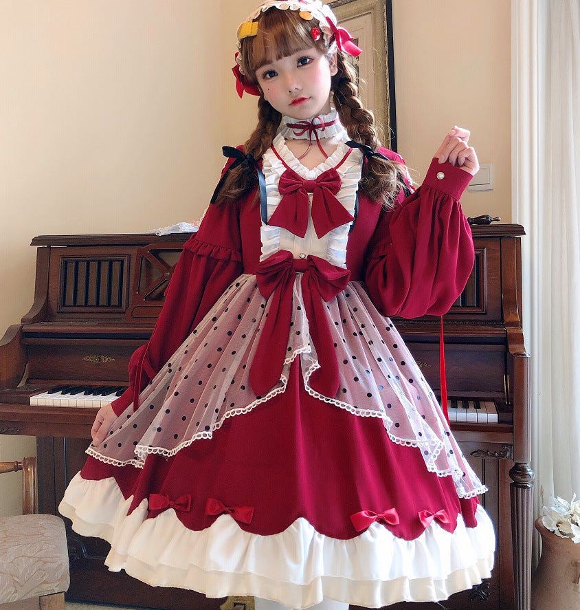 Damen Lolita-Kleid mit ausgefallenen Rüschendetails und Schleifen Shop Nory
