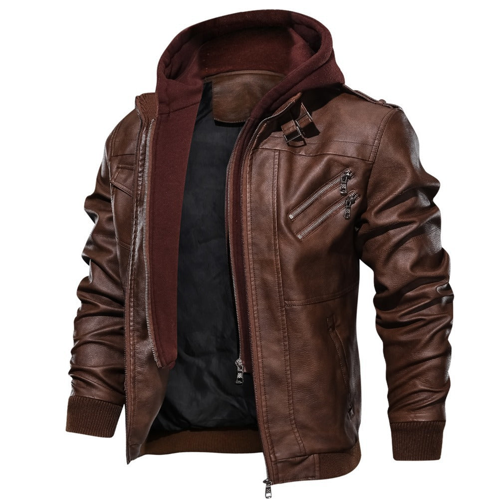 Herren lässige jacke mit abnehmbarer Kapuze und funktionalen Taschen