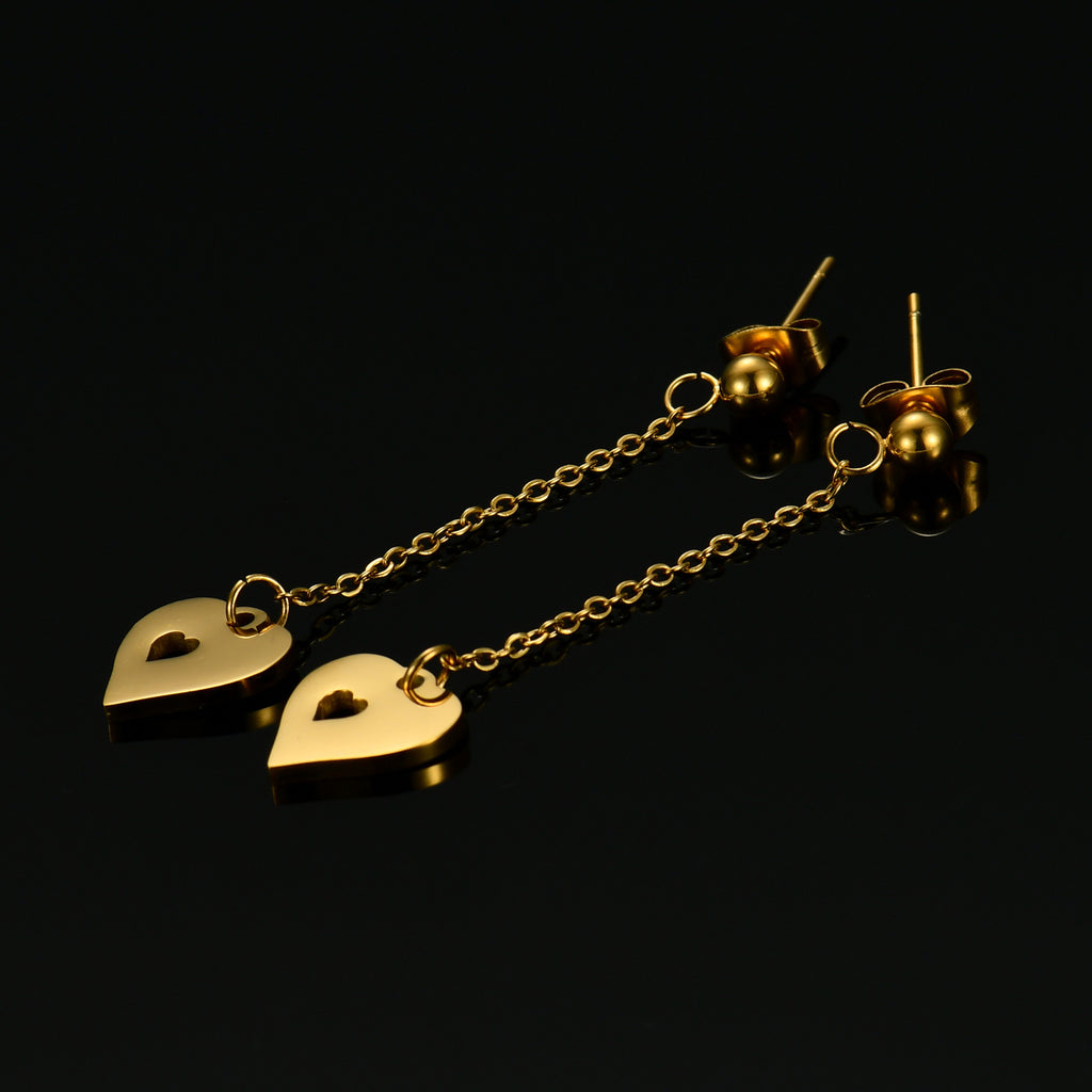 Damen Ohrhänger mit herzförmigem Design und eleganter Kette Shop Nory