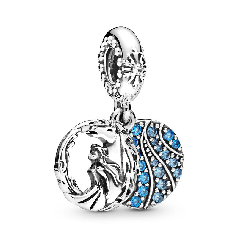 Herz-Charms mit Vogel-Motiv und Emaillierten Blättern