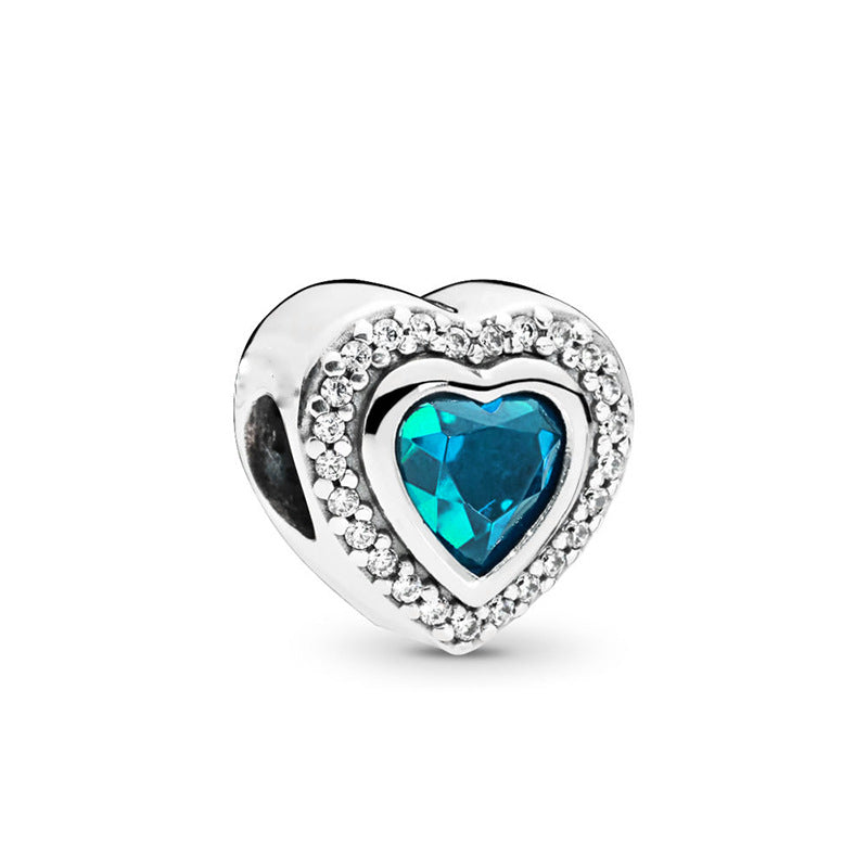 Herz-Charms mit Vogel-Motiv und Emaillierten Blättern
