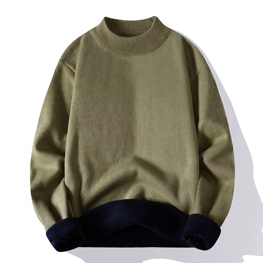 Herren-Pullover mit Stehkragen, gefüttert, locker