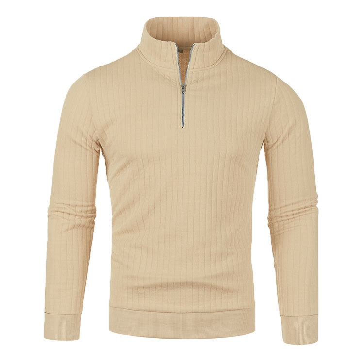 Herren-Strickpullover mit Stehkragen und Reißverschluss