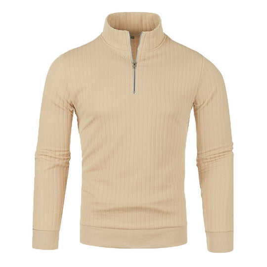 Herren-Strickpullover mit Stehkragen und Reißverschluss