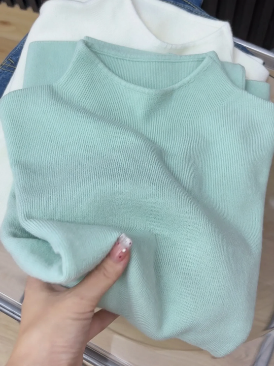 Damen-Strickpullover mit Stehkragen, gefüttert