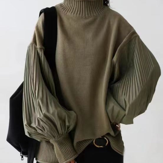 Lässiger Pullover mit Ballonärmeln und Falten-Details