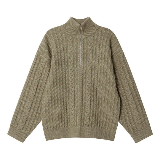 Damen-Strickpullover mit Reißverschluss und Rippenmuster