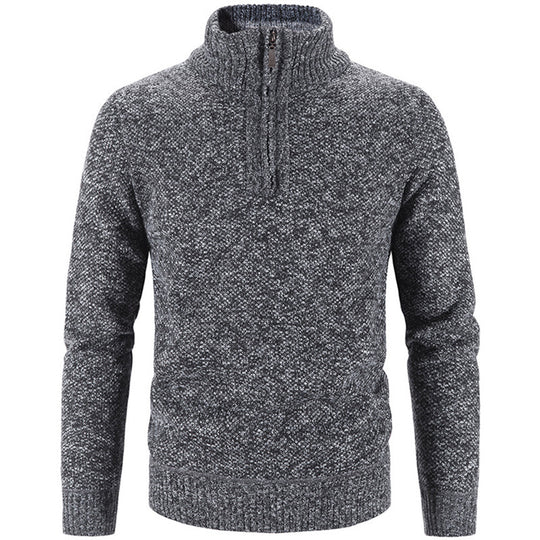 Herren-Strickpullover mit Stehkragen und Reißverschluss