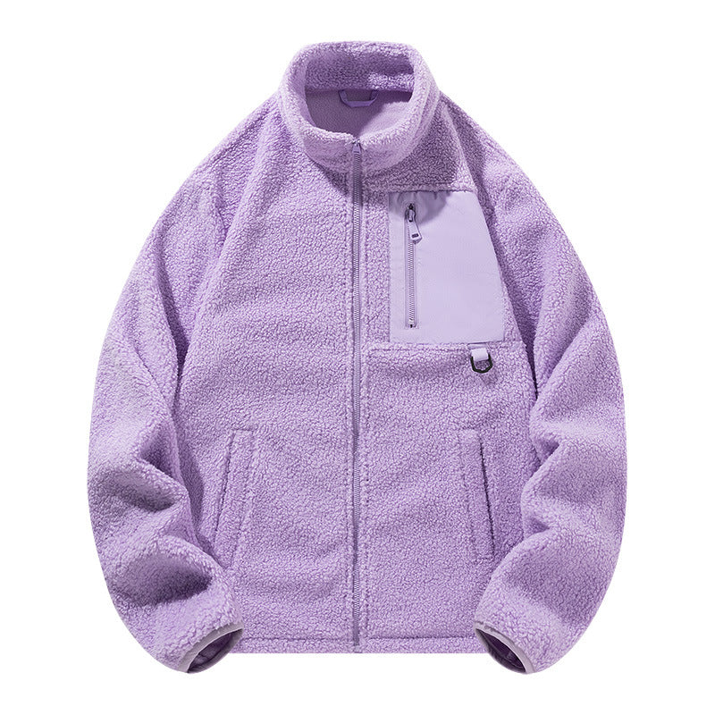 Unisex-Fleecejacke mit Stehkragen und Taschen