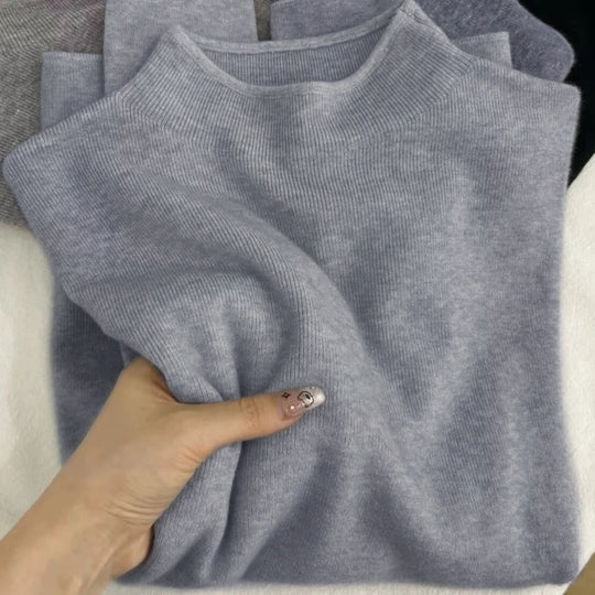 Damen-Strickpullover mit Stehkragen, weiches Material