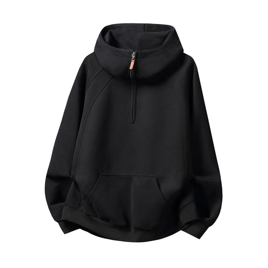 Unisex-Kapuzenpullover mit Reißverschluss und Stehkragen