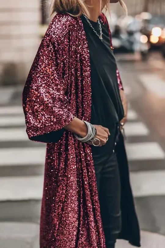Glamour Kimono aus Pailletten mit Schlüsselloch