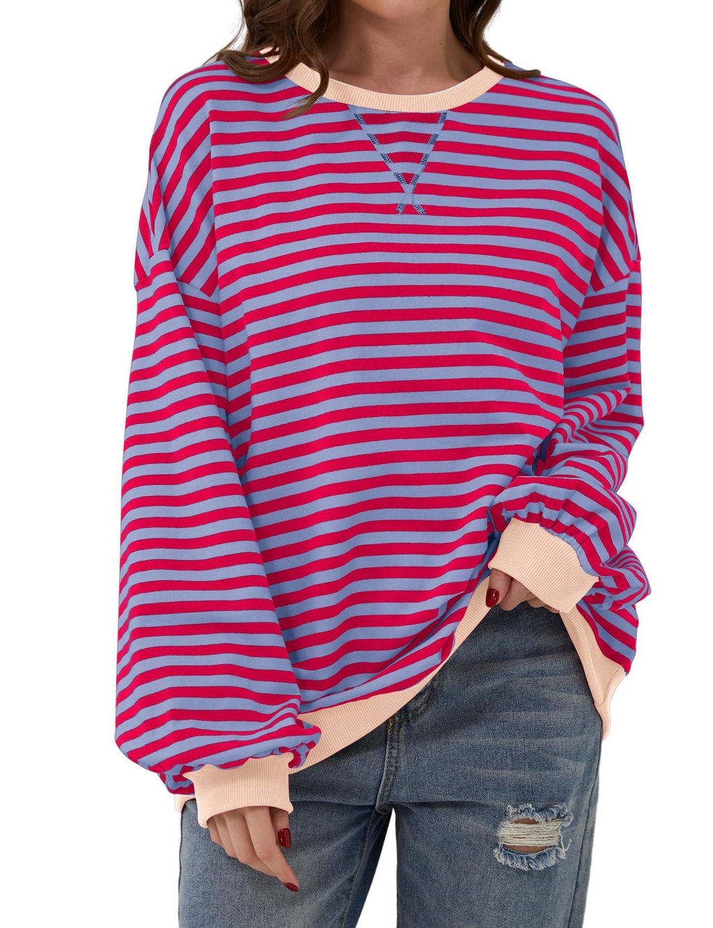 Eleganter, lockerer Damenpullover mit Streifen