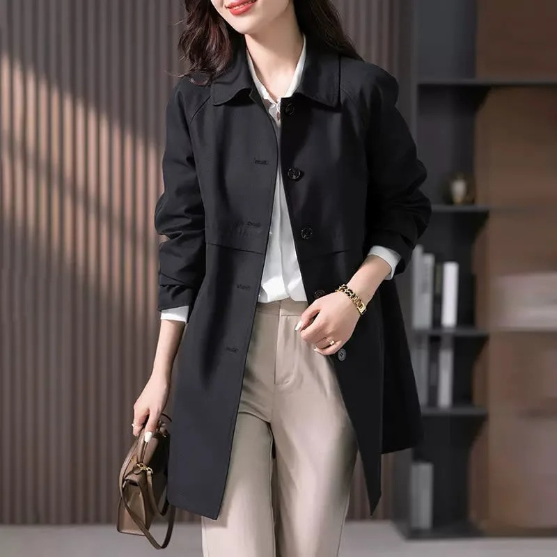 Stylischer Einreihiger Kurzer Trenchcoat für Damen