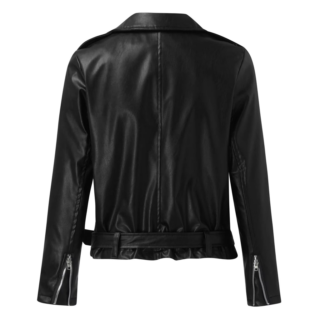 jacke Damen Biker Modell mit Gürtel und Reißverschlussdetails